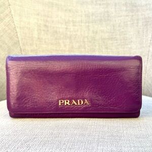 Prada Long Purple Wallet Grain Leather Purple